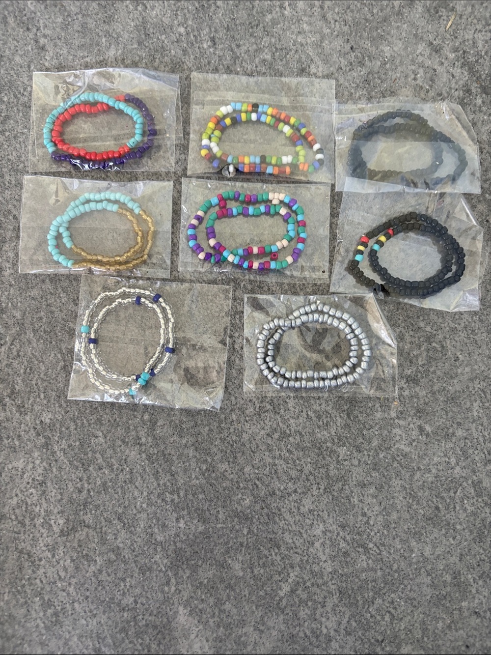 8 pcs Assorted Multicolor 8” Beaded Stretch Bracelets Anklets - Pack Set Lot